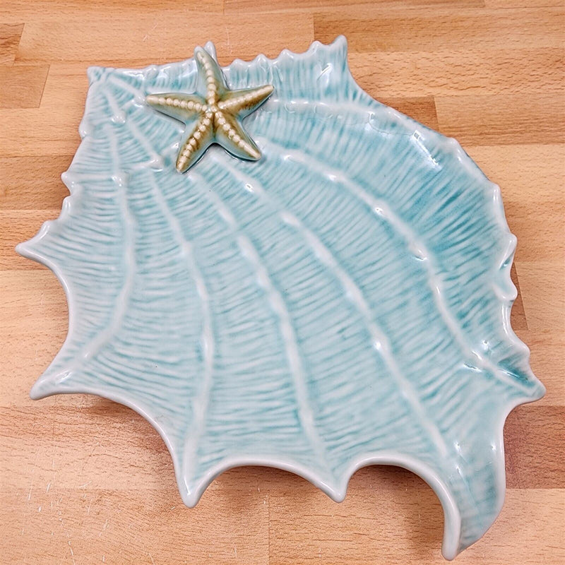 Load image into Gallery viewer, Shell Plate Set of 2 Sea Star Fish Tray Life Ocean Conch Nautical by Blue Sky