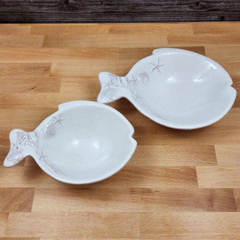 Load image into Gallery viewer, Laguna Coastal White Set of Fish Bowls Ocean Sea Shells Conch By Blue Sky