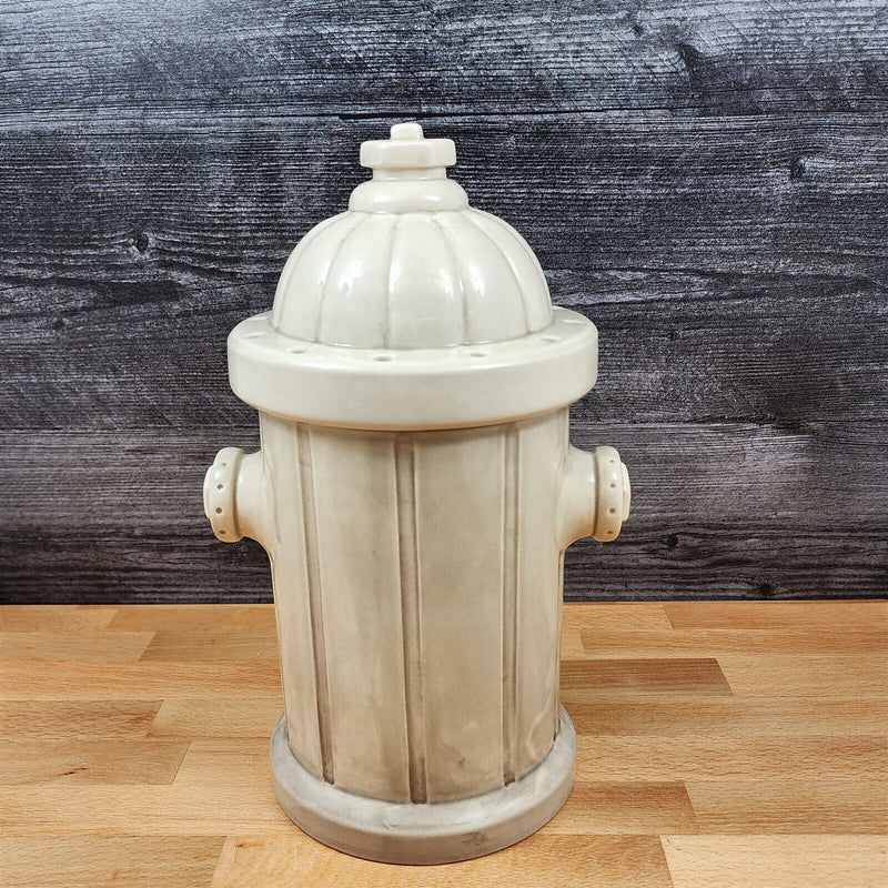 Load image into Gallery viewer, Fire Hydrant White Pet Dog Treats Cookie Canister Ceramic Jar by Blue Sky