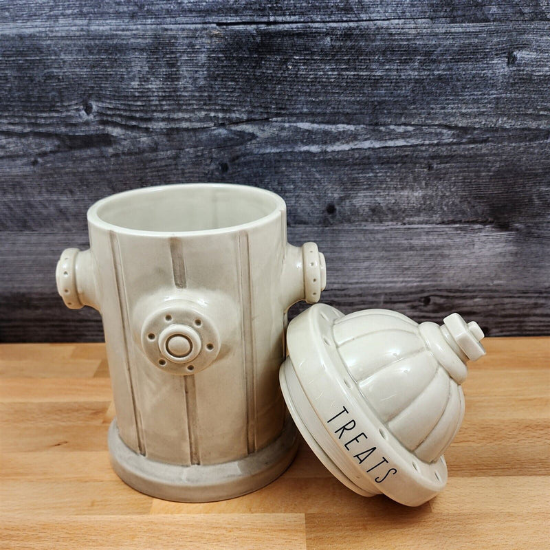 Load image into Gallery viewer, Fire Hydrant White Pet Dog Treats Cookie Canister Ceramic Jar by Blue Sky