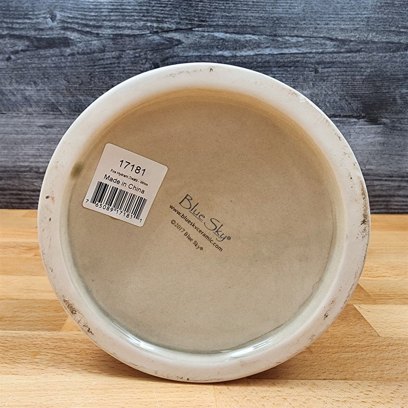Load image into Gallery viewer, Fire Hydrant White Pet Dog Treats Cookie Canister Ceramic Jar by Blue Sky