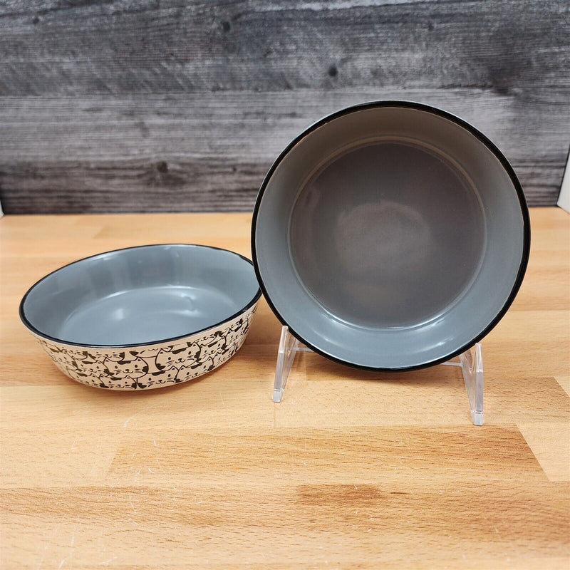 Load image into Gallery viewer, Cat Water Food Bowl Set Embossed Treat Dish With Cat Faces