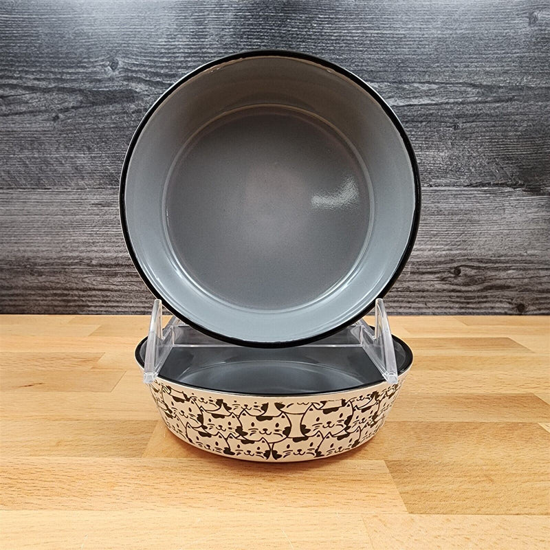 Load image into Gallery viewer, Cat Water Food Bowl Set Embossed Treat Dish With Cat Faces