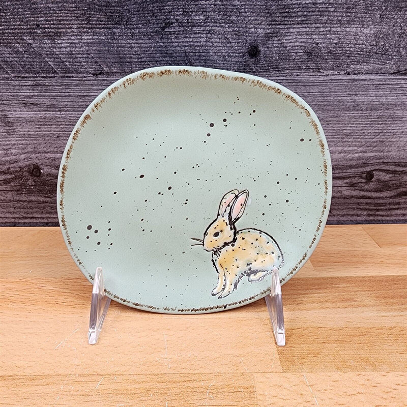 Load image into Gallery viewer, Easter Bunny Embossed Set of Plate 4 Aqua Color 5" (13cm) by Blue Sky Clayworks