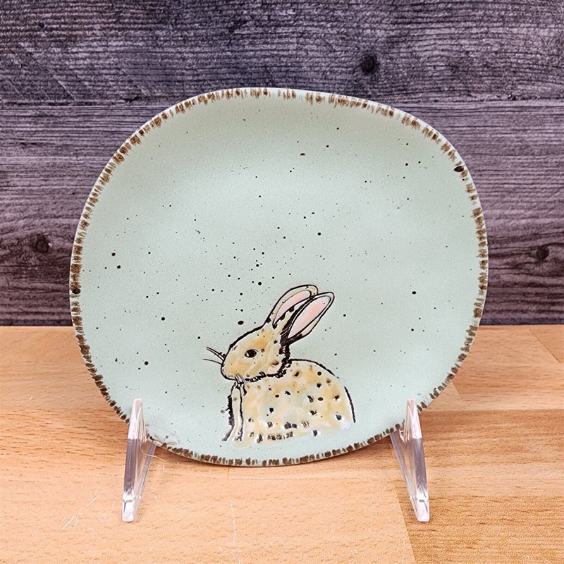 Load image into Gallery viewer, Easter Bunny Embossed Set of Plate 4 Aqua Color 5" (13cm) by Blue Sky Clayworks