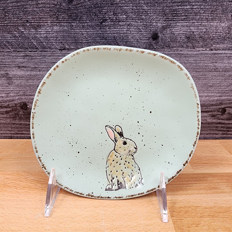 Load image into Gallery viewer, Easter Bunny Embossed Set of Plate 4 Aqua Color 5" (13cm) by Blue Sky Clayworks