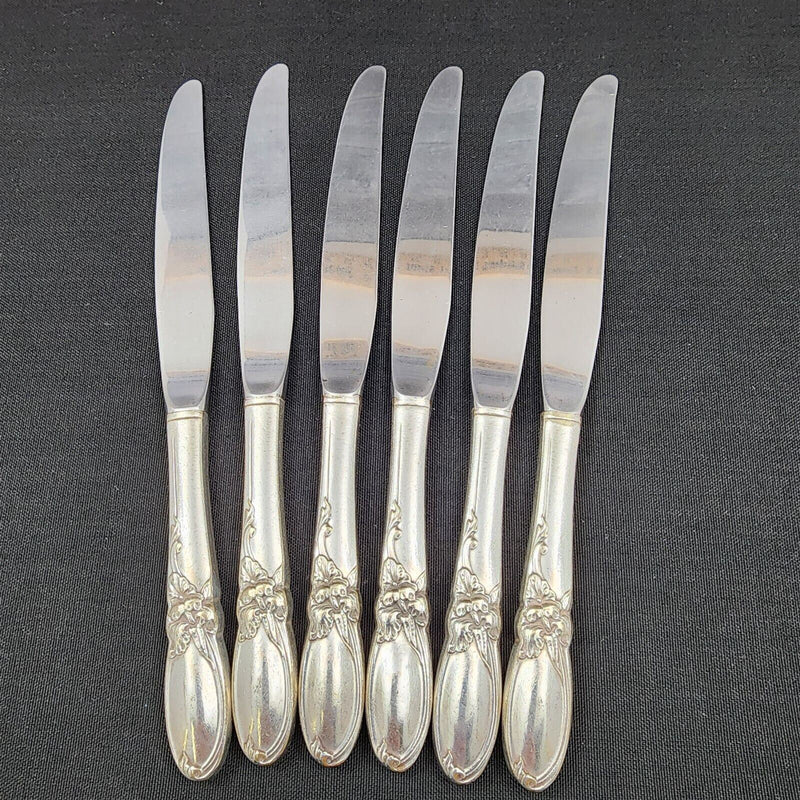 Load image into Gallery viewer, Oneida Community 1953 White Orchid Set Of 6 Silverplate Dinner Knives
