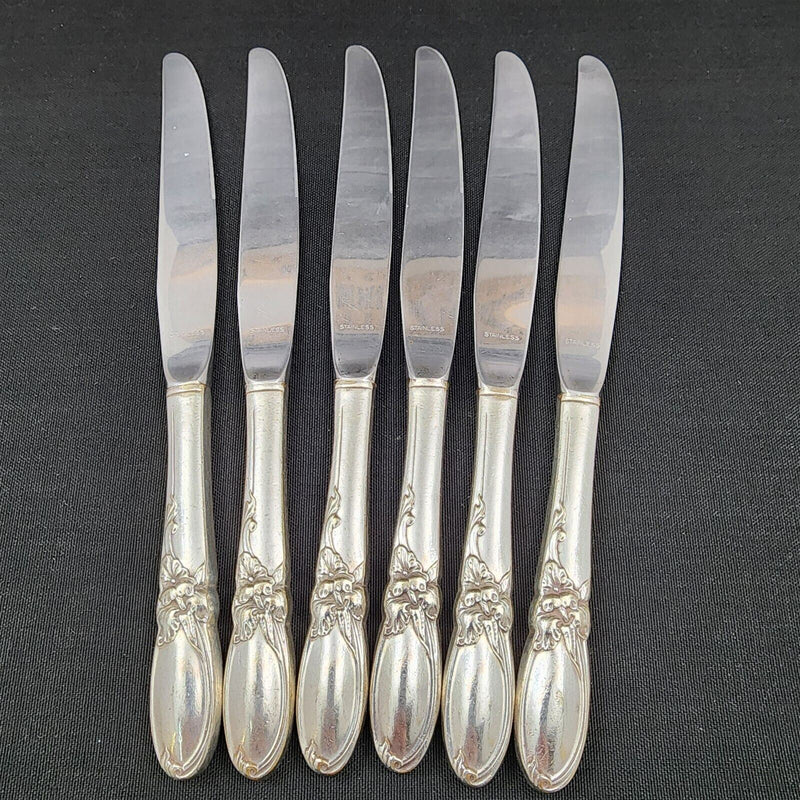 Load image into Gallery viewer, Oneida Community 1953 White Orchid Set Of 6 Silverplate Dinner Knives