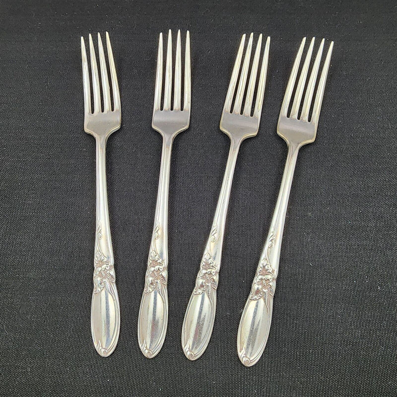 Load image into Gallery viewer, Oneida Community 1953 White Orchid Set Of 4 Silverplate Dinner Forks