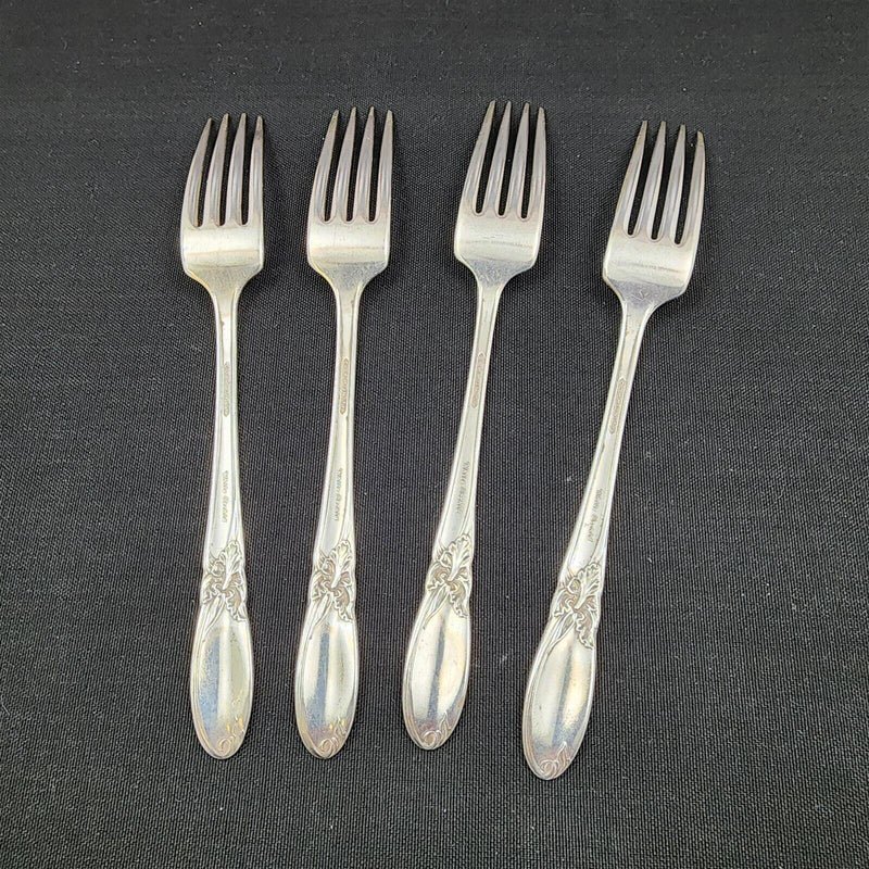 Load image into Gallery viewer, Oneida Community 1953 White Orchid Set Of 4 Silverplate Dinner Forks