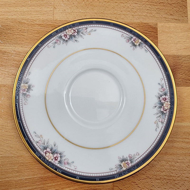 Load image into Gallery viewer, Noritake Ontario 4 Tea Cups & Saucers Pink Flowers Blue Gold Band Mugs 3763