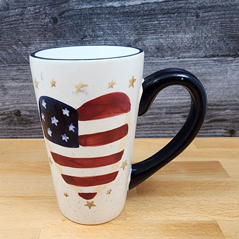 Load image into Gallery viewer, Coffee Mug Red and White Heart Flag 16oz 473ml Ceramic Tea Cup