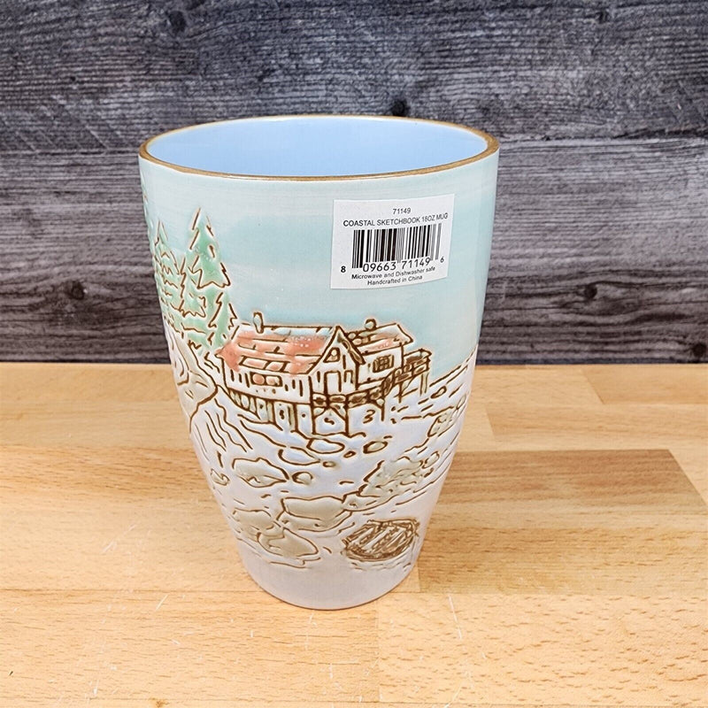 Load image into Gallery viewer, Coastal Coffee Mug 18oz (532ml) Embossed Tea Cup by Blue Sky Nautical Sail Boat