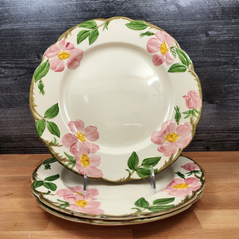 Load image into Gallery viewer, Franciscan Desert Rose 10" Dinner Plate Set of 3 Earthenware USA Half Moon Stamp