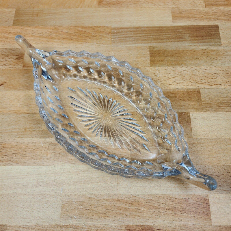 Load image into Gallery viewer, Fostoria American Cubist Clear Glass Relish Dish Boat With Handles 12" Stem 2056