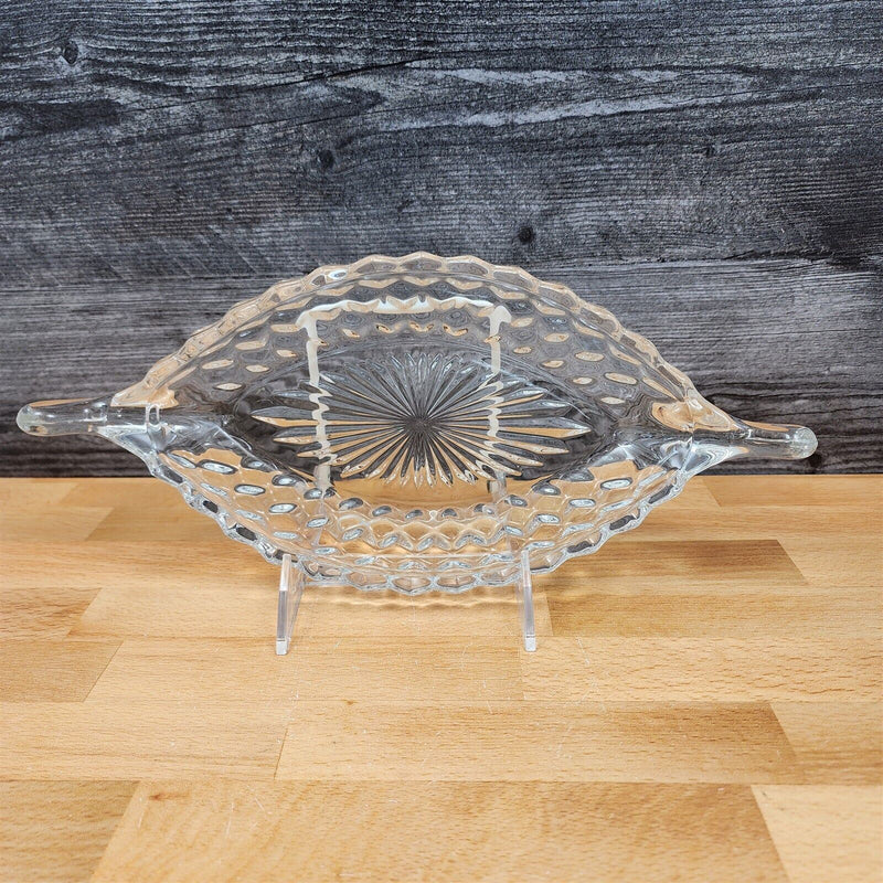 Load image into Gallery viewer, Fostoria American Cubist Clear Glass Relish Dish Boat With Handles 12" Stem 2056