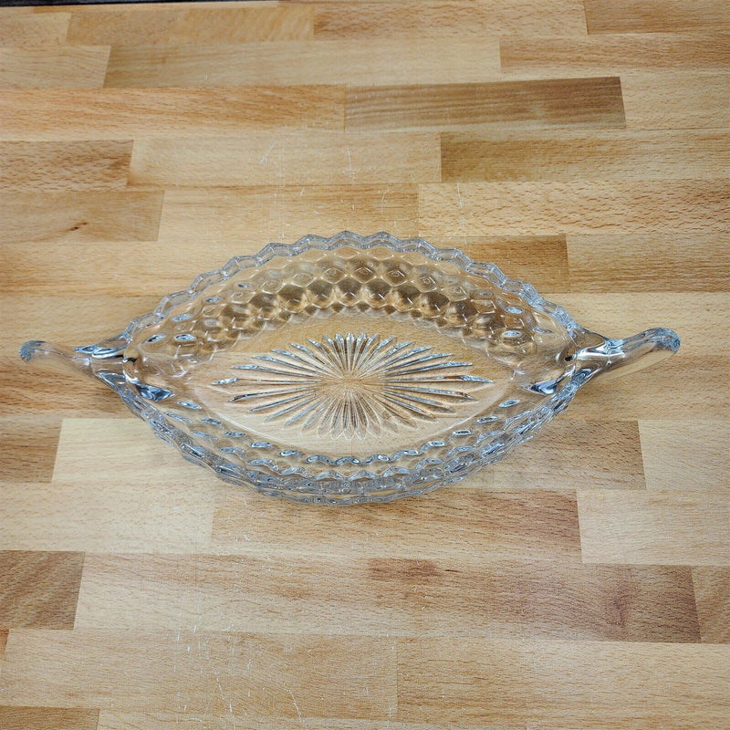 Load image into Gallery viewer, Fostoria American Cubist Clear Glass Relish Dish Boat With Handles 12" Stem 2056