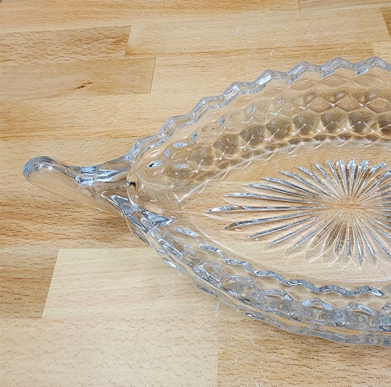 Load image into Gallery viewer, Fostoria American Cubist Clear Glass Relish Dish Boat With Handles 12" Stem 2056