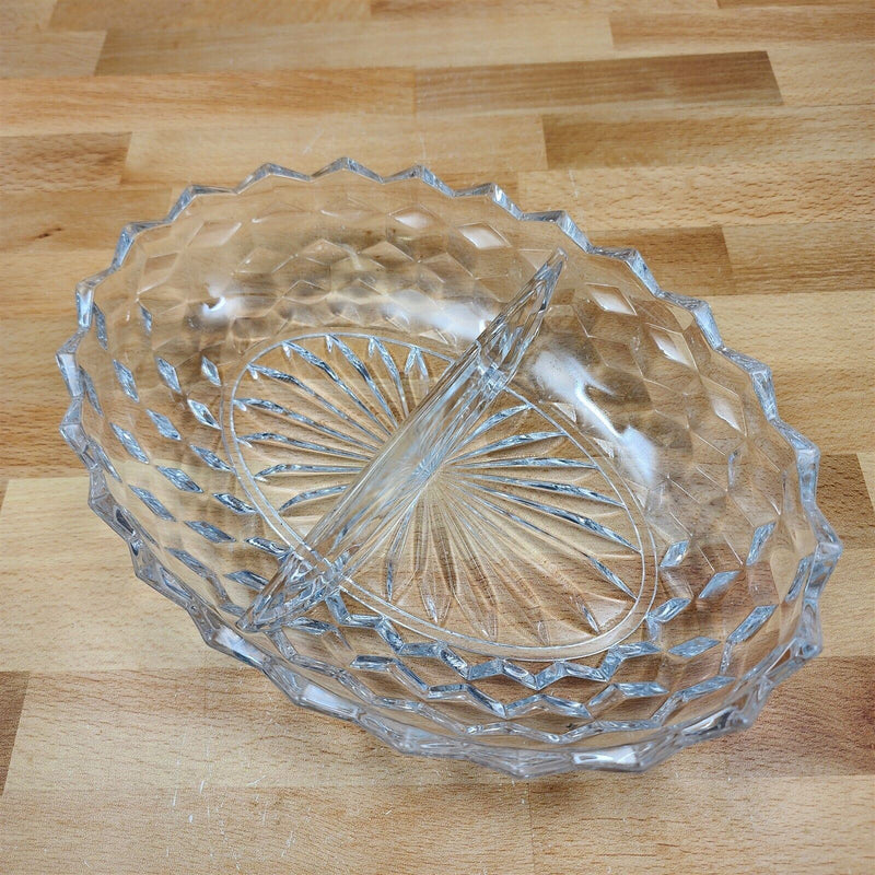 Load image into Gallery viewer, Fostoria American Cubist Clear Glass Oval Divided Oval Vegetable Bowl Stem 2056