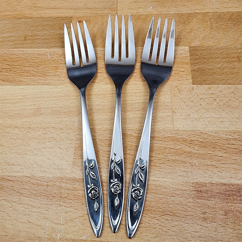 Load image into Gallery viewer, Oneida MY ROSE Salad Fork Set of 3 Community Stainless Flatware 6 1/4" (16cm)