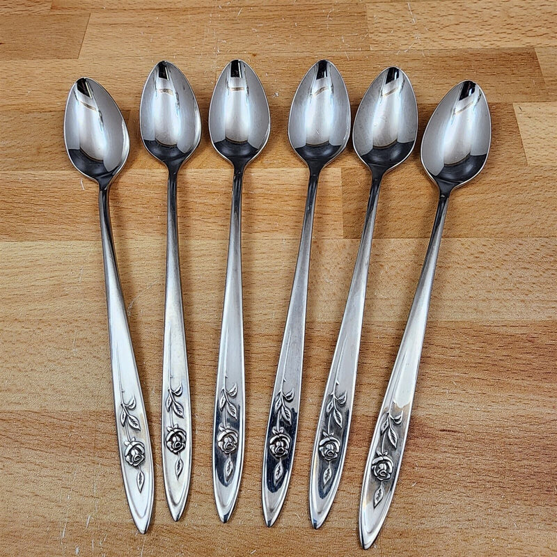 Load image into Gallery viewer, Oneida MY ROSE Ice Tea Spoon Set of 6 Community Stainless Flatware 7 1/2" (19cm)