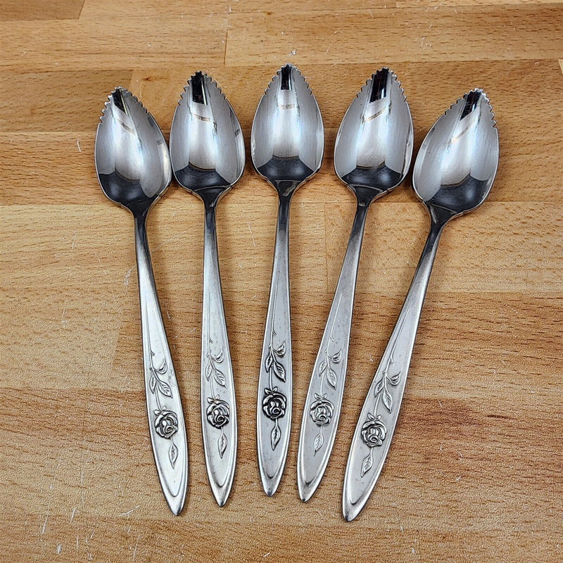 Load image into Gallery viewer, Oneida MY ROSE Grapefruit Spoon Set of 5 Community Stainless Flatware 6" (15cm)
