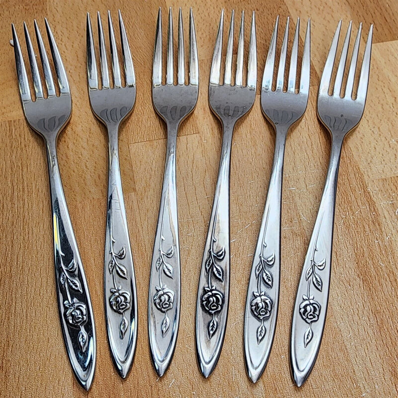 Load image into Gallery viewer, Oneida MY ROSE Dinner Forks Set of 6 Community Stainless Flatware 7 1/4" (18cm)
