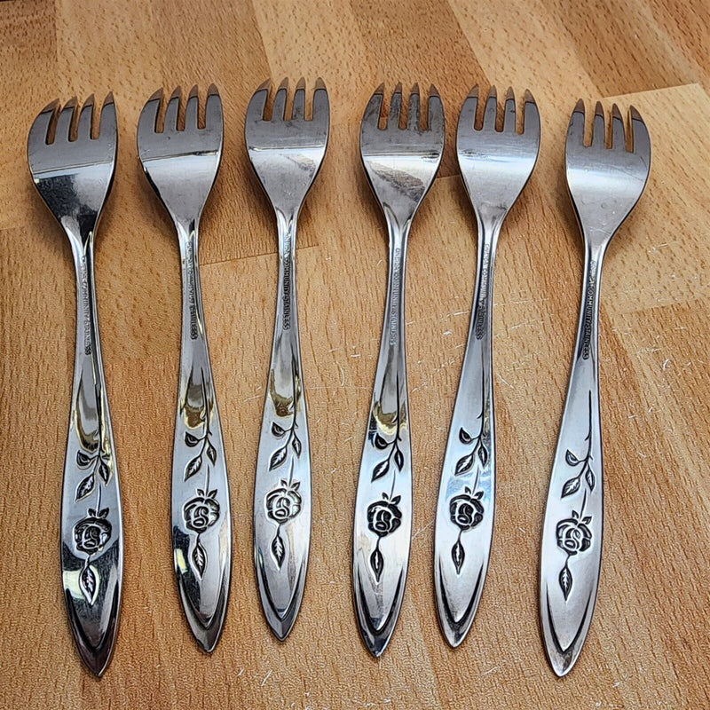 Load image into Gallery viewer, Oneida MY ROSE Dinner Forks Set of 6 Community Stainless Flatware 7 1/4" (18cm)