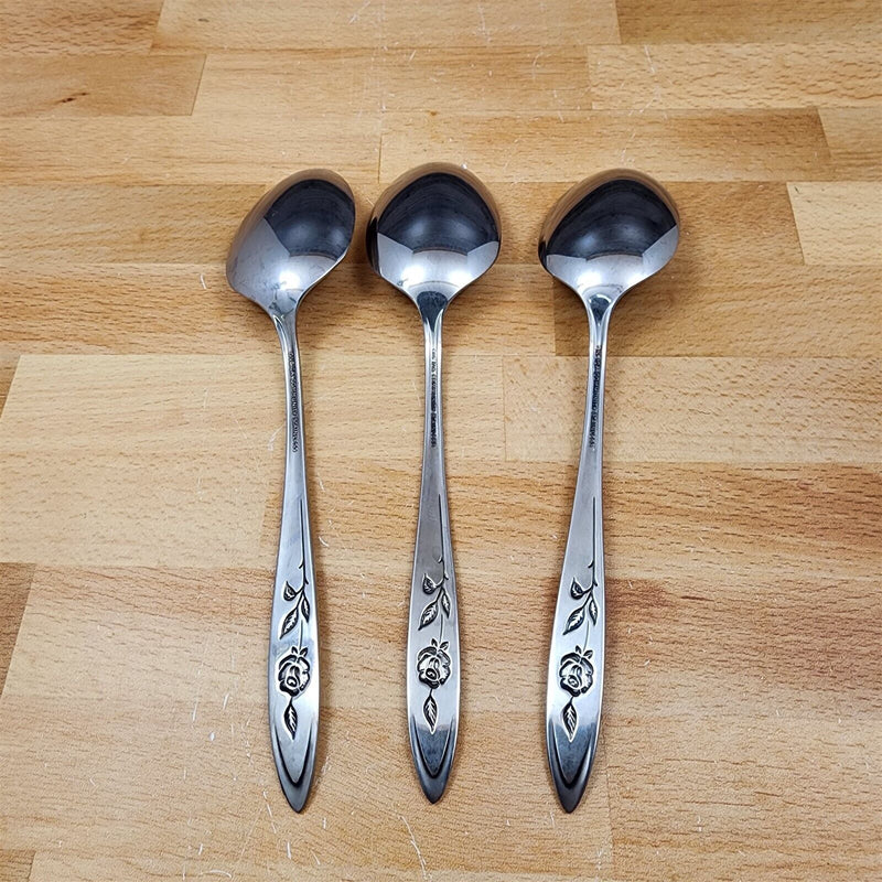 Load image into Gallery viewer, 3 Oneida MY ROSE Tablespoon Serving Spoon Community Stainless Flatware 8 1/4"
