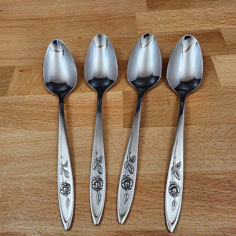 Load image into Gallery viewer, Oneida MY ROSE Soup Spoon Set of 4 Community Stainless Flatware 7 7/8"