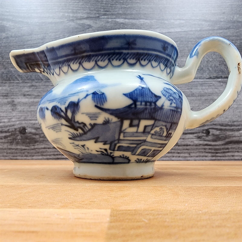 Load image into Gallery viewer, Snout-Nosed Creamer 3” By Canton Antique Chinese Export Blue White Porcelain