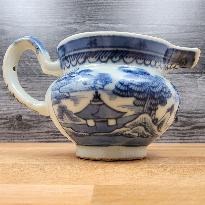 Load image into Gallery viewer, Snout-Nosed Creamer 3” By Canton Antique Chinese Export Blue White Porcelain