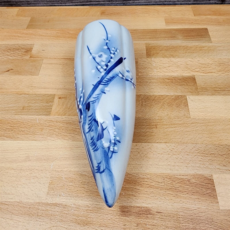 Load image into Gallery viewer, Porcelain Japan Blue & White Iris Wall Pocket Vase Planter Conical Cone Sconce