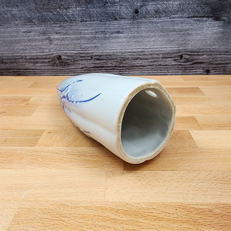 Load image into Gallery viewer, Porcelain Japan Blue & White Iris Wall Pocket Vase Planter Conical Cone Sconce