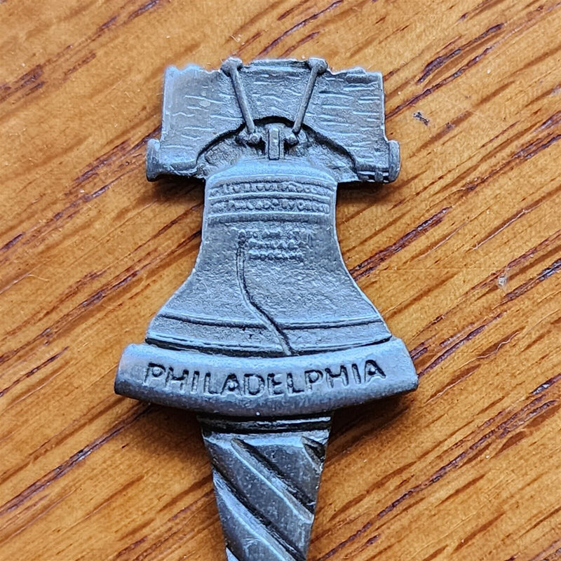 Load image into Gallery viewer, Philadelphia Liberty Bell Collectible Travel Souvenir Spoon 4" Pewter Colonial
