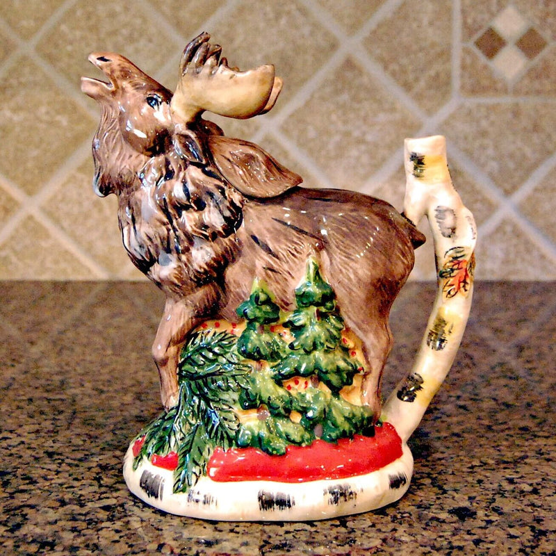 Load image into Gallery viewer, Woodland Moose Teapot Collectible Decorative Home Decor Blue Sky Clayworks