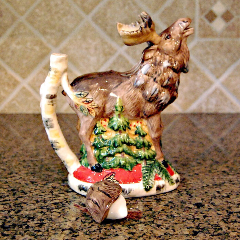 Load image into Gallery viewer, Woodland Moose Teapot Collectible Decorative Home Decor Blue Sky Clayworks