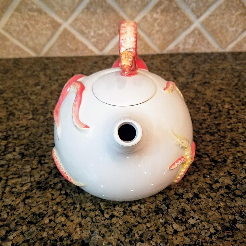 Load image into Gallery viewer, Octopus Teapot Ceramics Red Decorative Animal Tea Pot Decor by Blue Sky