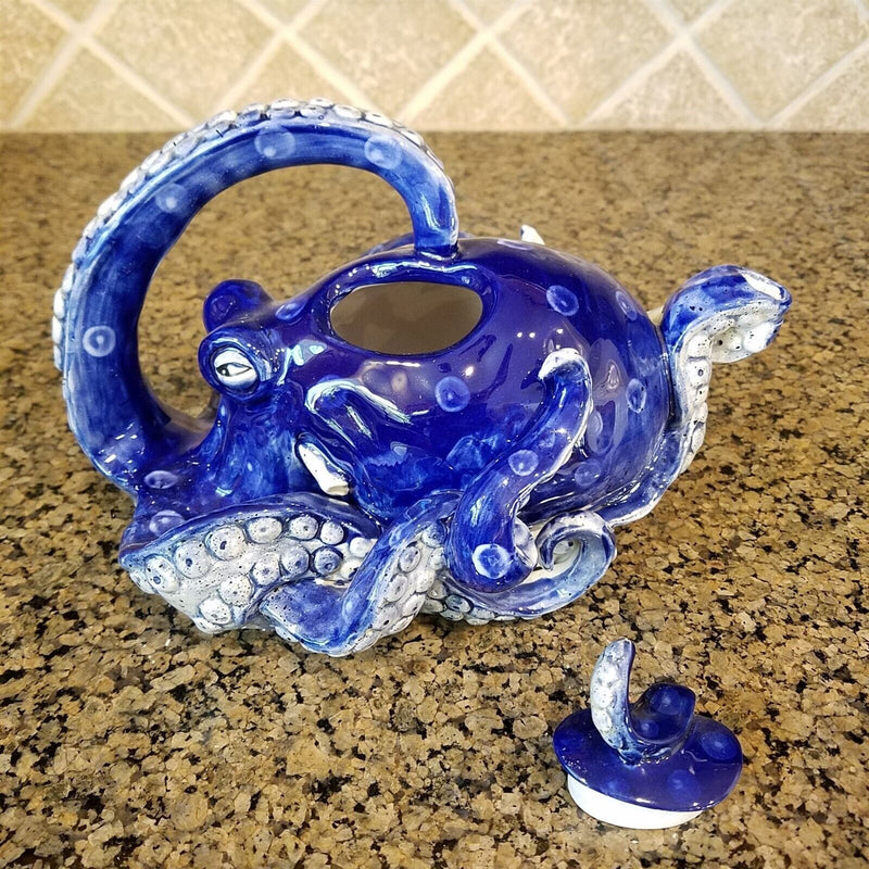 Load image into Gallery viewer, Octopus Teapot Ceramics Sea Life Tea Pot by Blue Sky and Heather Goldminc