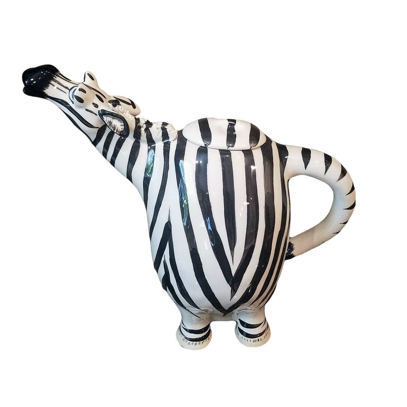 Load image into Gallery viewer, Zebra Teapot Decorative Animal Ceramic Decor Tea Pot Blue Sky Lynda Corneille