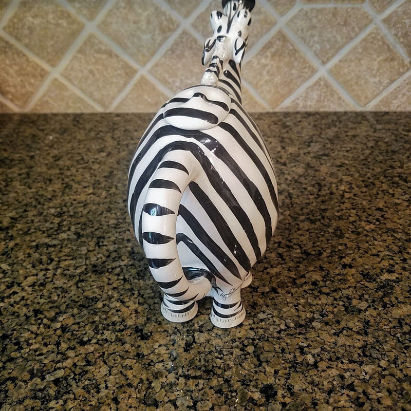 Load image into Gallery viewer, Zebra Teapot Decorative Animal Ceramic Decor Tea Pot Blue Sky Lynda Corneille