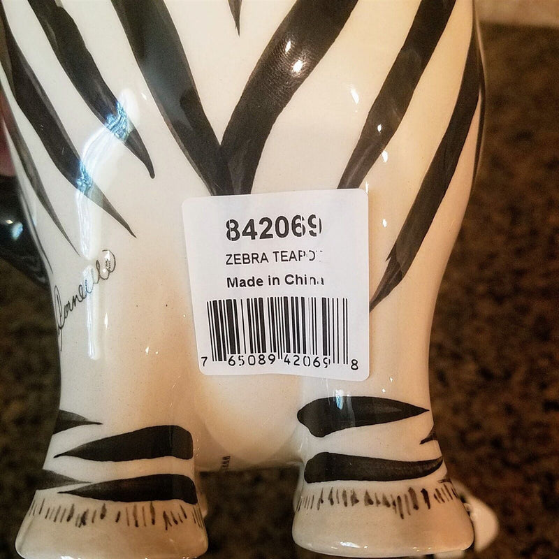 Load image into Gallery viewer, Zebra Teapot Decorative Animal Ceramic Decor Tea Pot Blue Sky Lynda Corneille