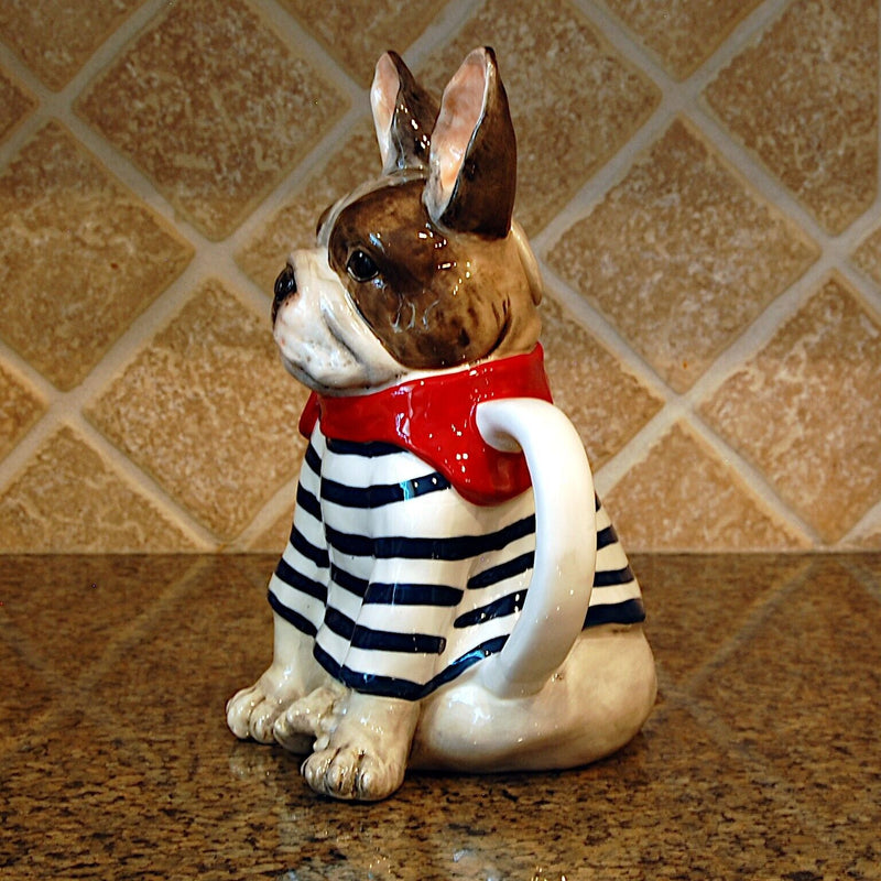 Load image into Gallery viewer, Frenchie French Bulldog Teapot Ceramic Animal Dog Embossed Décor Blue Sky