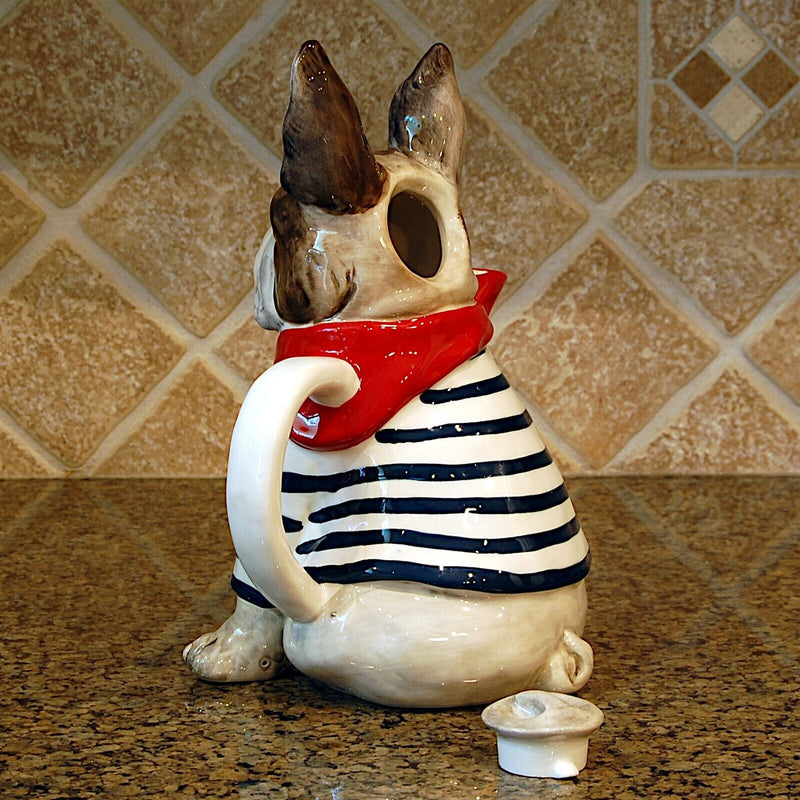Load image into Gallery viewer, Frenchie French Bulldog Teapot Ceramic Animal Dog Embossed Décor Blue Sky