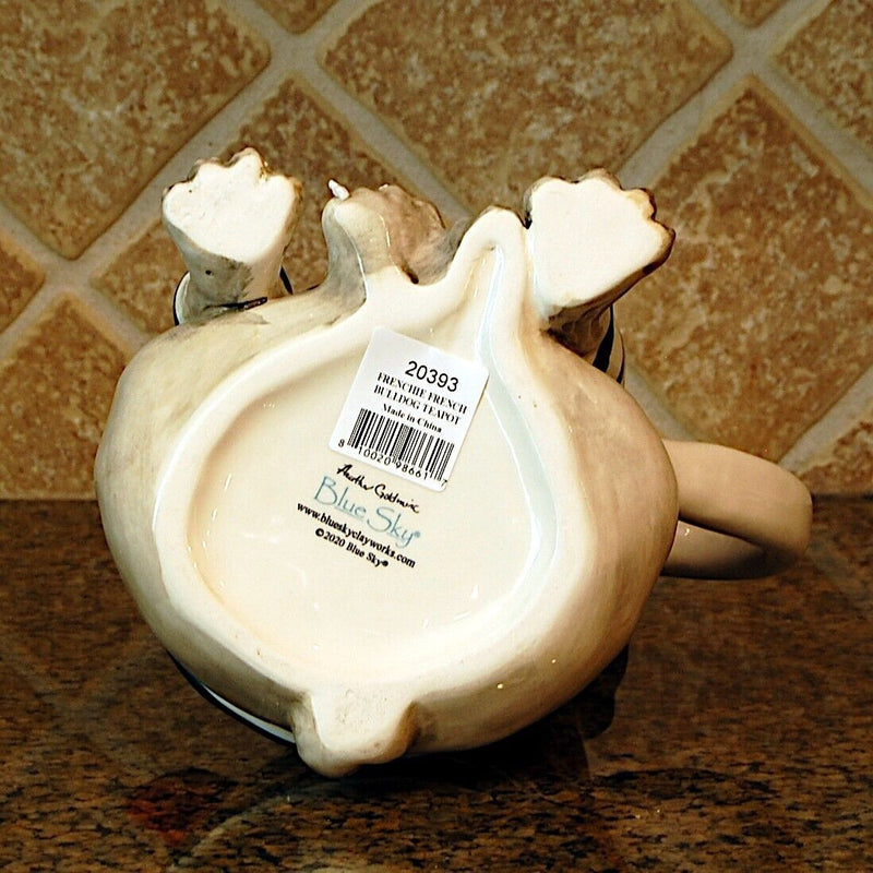 Load image into Gallery viewer, Frenchie French Bulldog Teapot Ceramic Animal Dog Embossed Décor Blue Sky