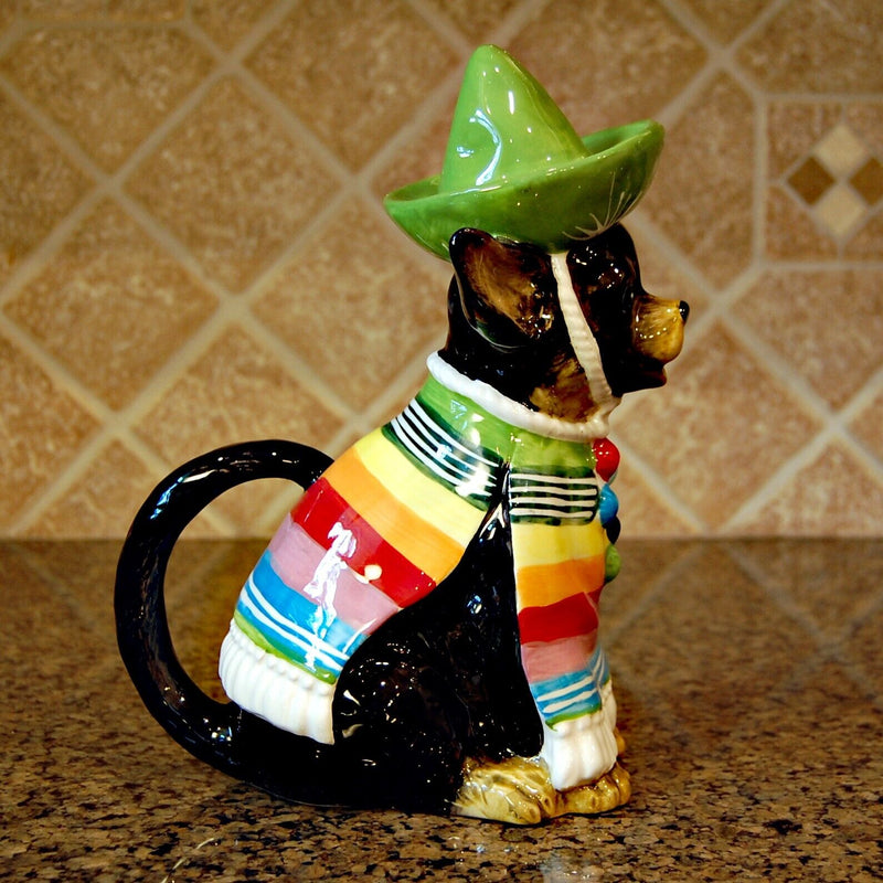 Load image into Gallery viewer, Chihuahua Dog Teapot Mexican Folk Art Ceramic Animal Tea Pot Blue Sky Goldminc