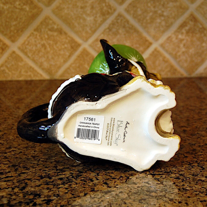 Load image into Gallery viewer, Chihuahua Dog Teapot Mexican Folk Art Ceramic Animal Tea Pot Blue Sky Goldminc