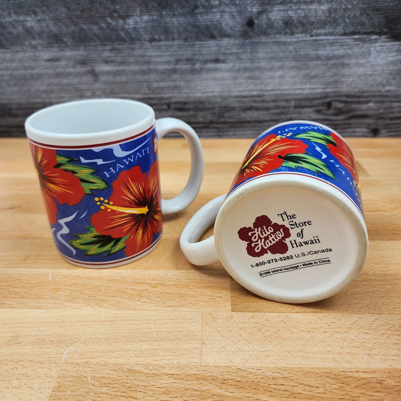Load image into Gallery viewer, 2 Hawaii Mug Hibiscus Coffee Cup Hilo Hattie The Island Heritage Store 1997 12oz