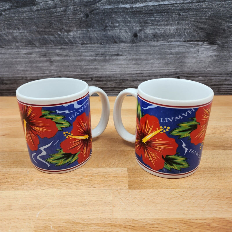 Load image into Gallery viewer, 2 Hawaii Mug Hibiscus Coffee Cup Hilo Hattie The Island Heritage Store 1997 12oz