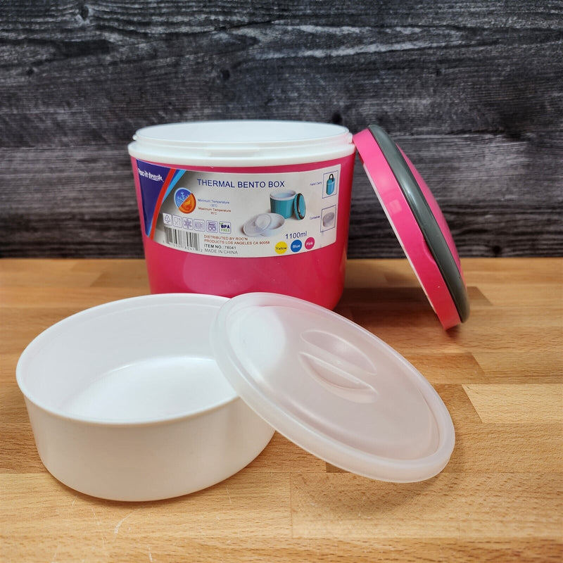 Load image into Gallery viewer, Thermal Bento Box In Pink With Separate Inside Container Holds 37Oz 1100Ml